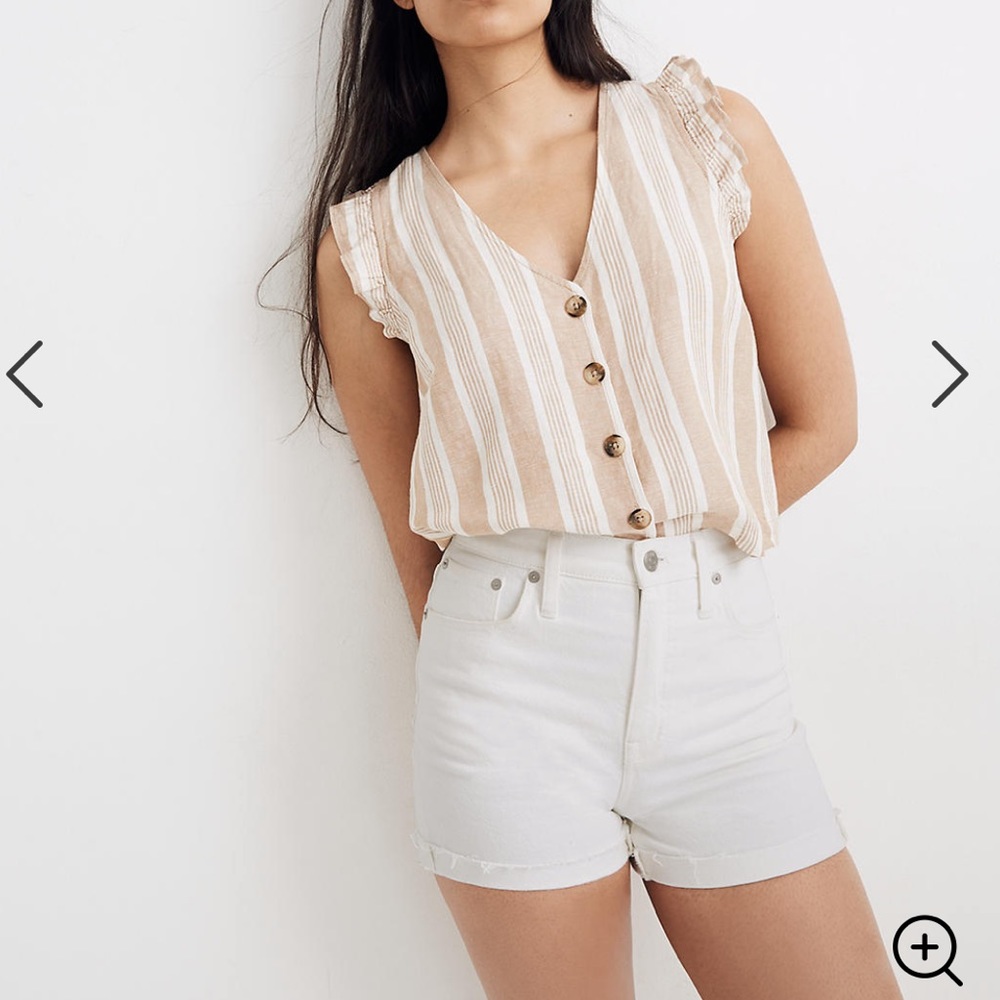 High-Rise Denim Shorts in Tile White